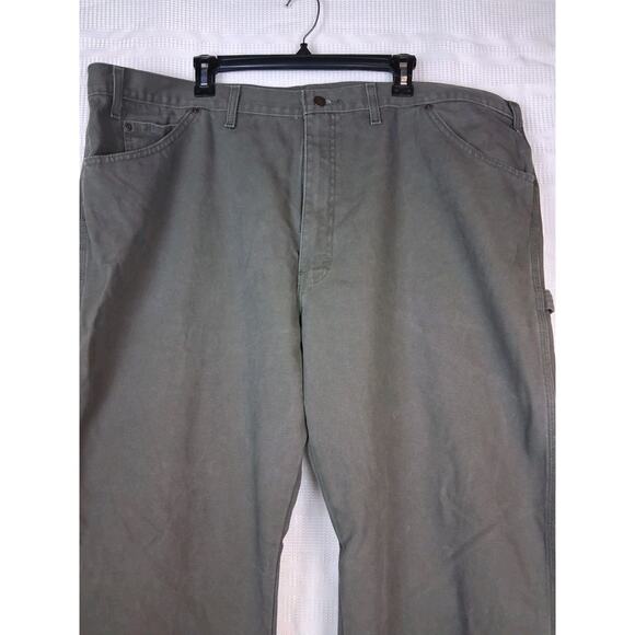 Dickies Pants Men's 44x32 Green Canvas Carpenter Regular Fit Cotton Work Wear - Picture 2 of 9